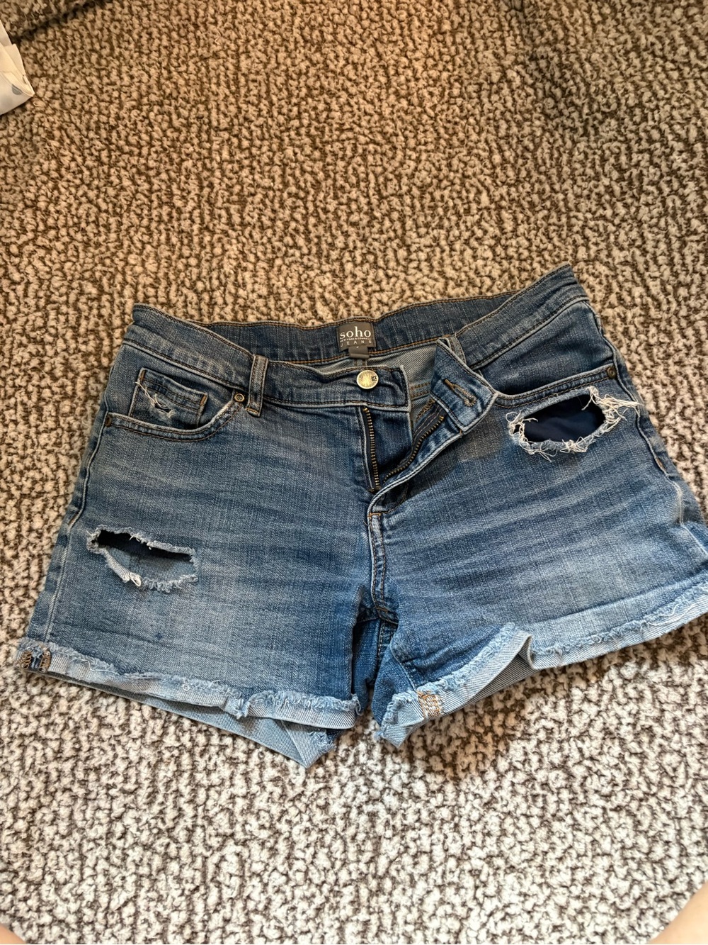 New York & Company Soho Distressed Denim Shorts - Blue